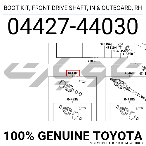 BOOT KIT, FRONT DRIVE SHAFT, IN & OUTBOARD, RH