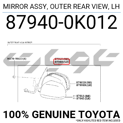 MIRROR ASSY, OUTER REAR VIEW, LH