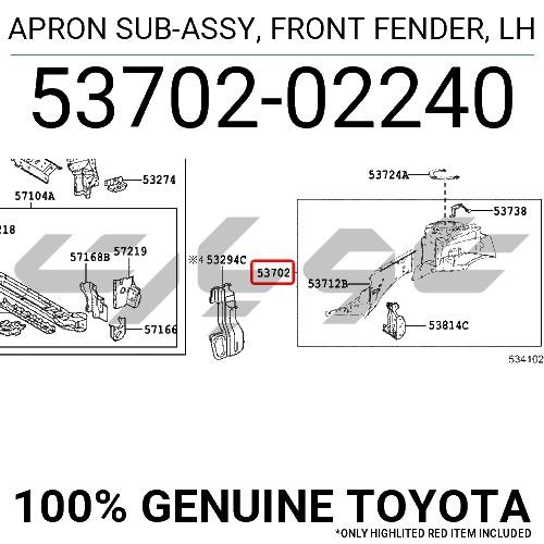 APRON SUB-ASSY, FRONT FENDER, LH