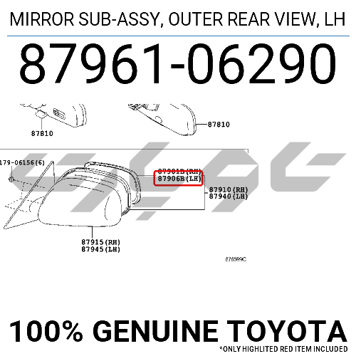MIRROR SUB-ASSY, OUTER REAR VIEW, LH