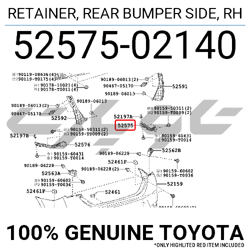 RETAINER, REAR BUMPER SIDE, RH