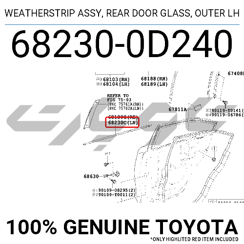 WEATHERSTRIP ASSY, REAR DOOR GLASS, OUTER LH