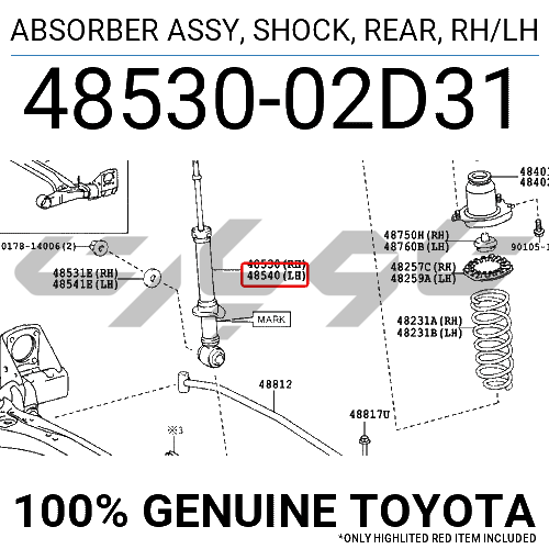 ABSORBER ASSY, SHOCK, REAR, RH/LH