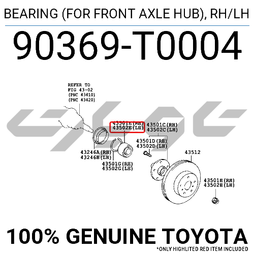 BEARING (FOR FRONT AXLE HUB),RH/LH