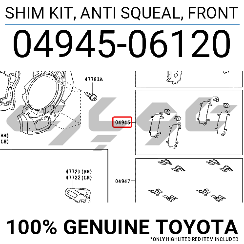 SHIM KIT, ANTI SQUEAL, FRONT