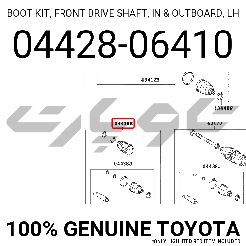 BOOT KIT, FRONT DRIVE SHAFT, IN & OUTBOARD, LH