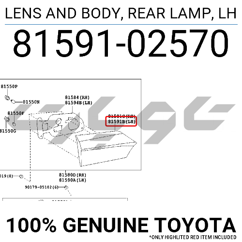LENS AND BODY, REAR LAMP, LH