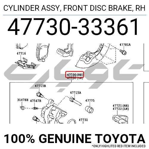 CYLINDER ASSY, FRONT DISC BRAKE, RH
