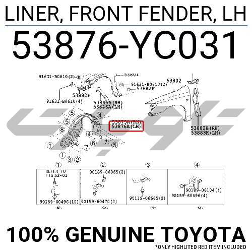LINER, FRONT FENDER, LH