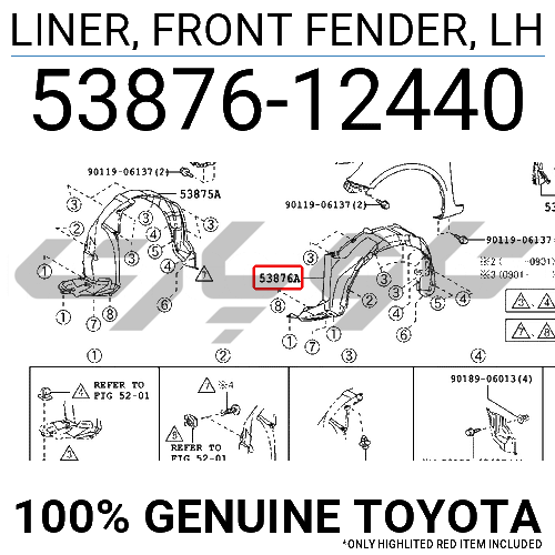 LINER, FRONT FENDER, LH