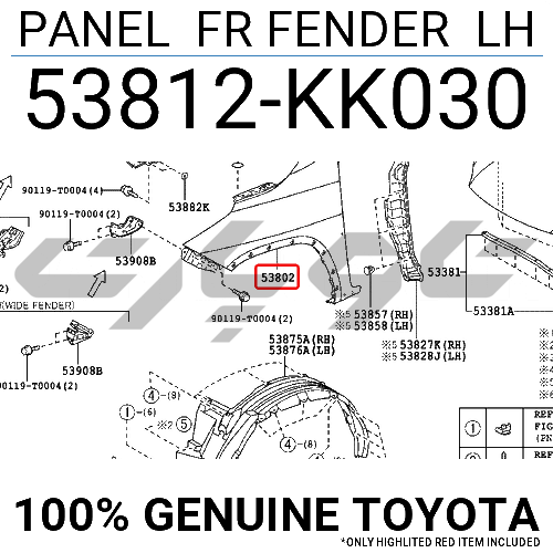 PANEL FR FENDER LH