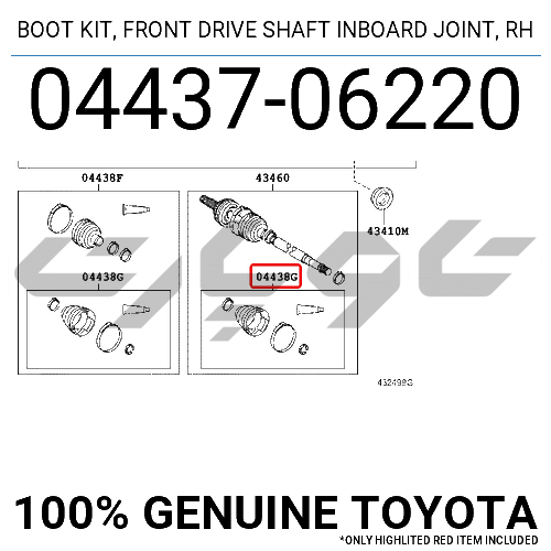 BOOT KIT, FRONT DRIVE SHAFT INBOARD JOINT, RH