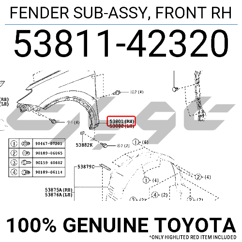 FENDER SUB-ASSY, FRONT RH